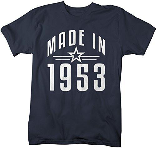 Shirts By Sarah Men's Made In 1953 Birthday T-Shirt Retro Star Custom Shirts-Shirts By Sarah