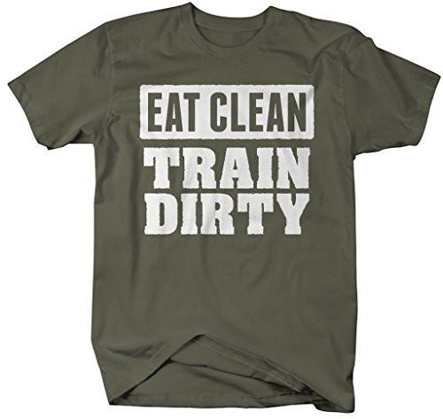 Shirts By Sarah Men's Eat Clean Train Dirty Workout T-Shirt-Shirts By Sarah