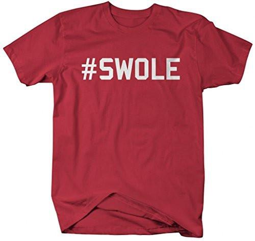 Shirts By Sarah Men's Hashtag Swole Workout T-Shirt Gym Shirts-Shirts By Sarah