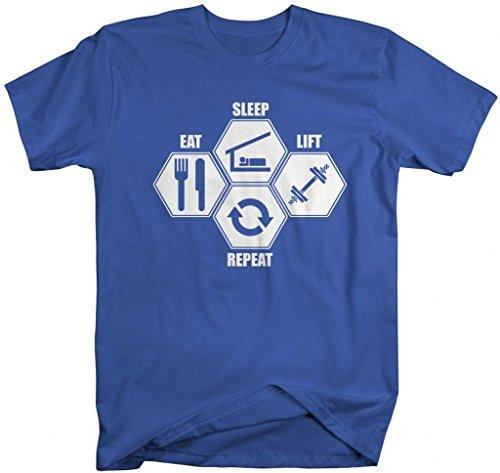 Shirts By Sarah Men's Eat Sleep Lift Repeat Workout T-Shirt-Shirts By Sarah