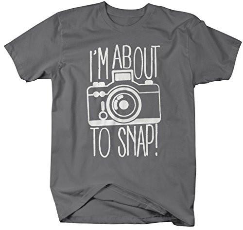 Shirts By Sarah Men's Funny Hipster T-Shirt I'm About To Snap Camera Photographer Shirts-Shirts By Sarah