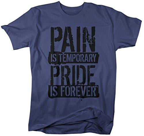 Shirts By Sarah Men's Workout T-Shirt Pain Temporary Pride Forever Gym Shirts-Shirts By Sarah