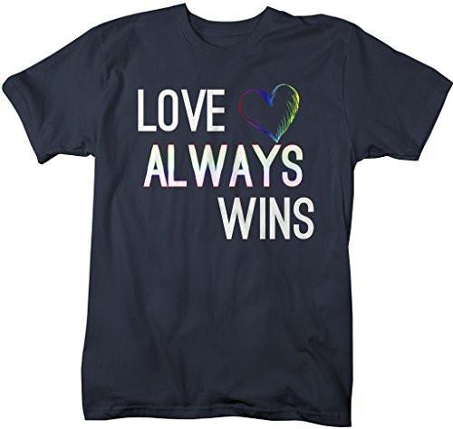 Shirts By Sarah Men's Love Always Wins LGBT Support T-Shirt Rainbow Shirt-Shirts By Sarah