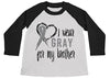 Shirts By Sarah Boy's Wear Gray For Brother Shirt 3/4 Sleeve Gray Awareness Shirts