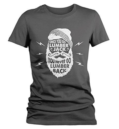 Shirts By Sarah Women's Funny Lumberjack T-Shirt Never Lumber Back Woodsman Tee Shirt-Shirts By Sarah