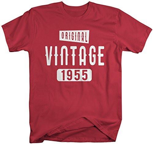 Shirts By Sarah Men's Original Vintage Birthday Year Shirts Made In 1955 T-Shirt-Shirts By Sarah