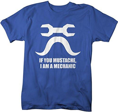 Shirts By Sarah Men's Funny Hipster Mechanic Mustache T-Shirt-Shirts By Sarah