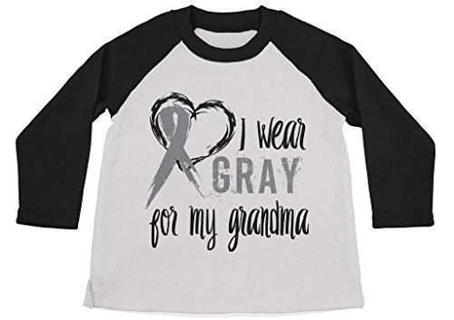 Shirts By Sarah Boy's Wear Gray For Grandma Shirt 3/4 Sleeve Gray Awareness Shirts-Shirts By Sarah