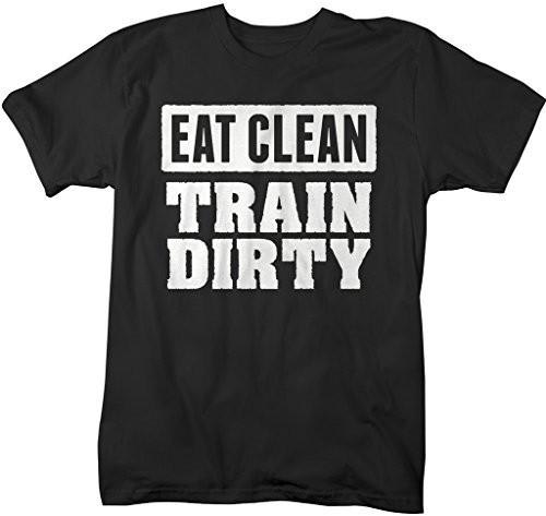 Shirts By Sarah Men's Eat Clean Train Dirty Workout T-Shirt-Shirts By Sarah