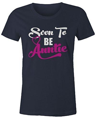 -Shirts By Sarah Women's Soon To Be Auntie T-Shirt New Baby Reveal Aunt Shirt-Shirts By Sarah