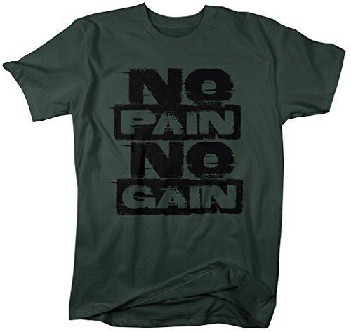 Shirts By Sarah Men's Workout T-Shirt No Pain No Gain Gym Shirts-Shirts By Sarah