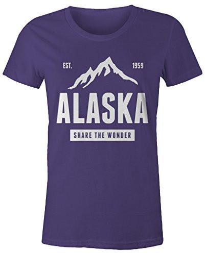 Shirts By Sarah Women's Alaska State Pride T-Shirt Mountains Wonder Tee-Shirts By Sarah