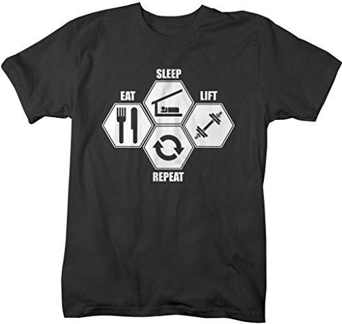 Shirts By Sarah Men's Eat Sleep Lift Repeat Workout T-Shirt-Shirts By Sarah