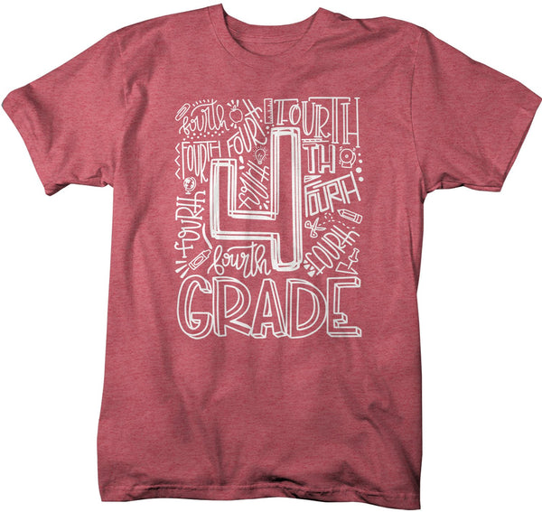 Men's Fourth Grade Teacher T Shirt 4th Grade Typography T Shirt Cute Back To School Shirt 4th Teacher Gift Shirts-Shirts By Sarah
