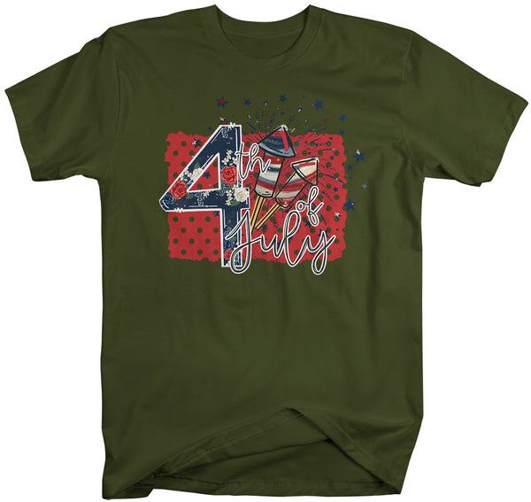 Men's 4th July T Shirt Firecracker Shirt Boho America Shirts Patriotic Shirt Fireworks Shirts-Shirts By Sarah