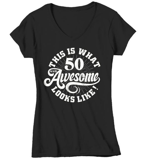 Women's Funny 50th Birthday T Shirt 50 And Awesome Shirts Fiftieth Birthday Shirts Shirt For 50th Birthday-Shirts By Sarah