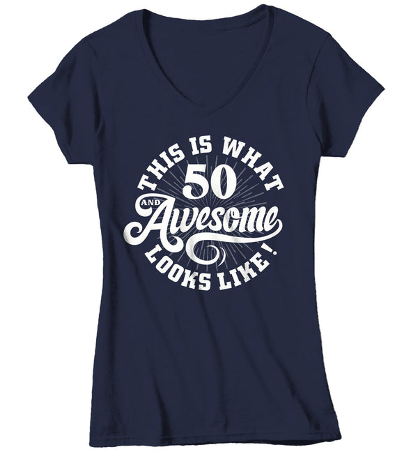 Women's Funny 50th Birthday T Shirt 50 And Awesome Shirts Fiftieth Birthday Shirts Shirt For 50th Birthday-Shirts By Sarah