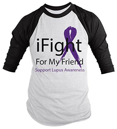 Shirts By Sarah Men's Lupus Awareness Shirt 3/4 Sleeve iFight For My Friend-Shirts By Sarah