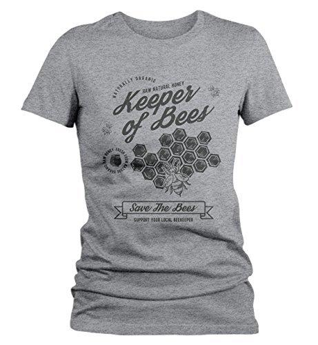 Shirts By Sarah Women's Keeper of Bees T-Shirt Beekeeper Gift Idea Tee Shirt-Shirts By Sarah