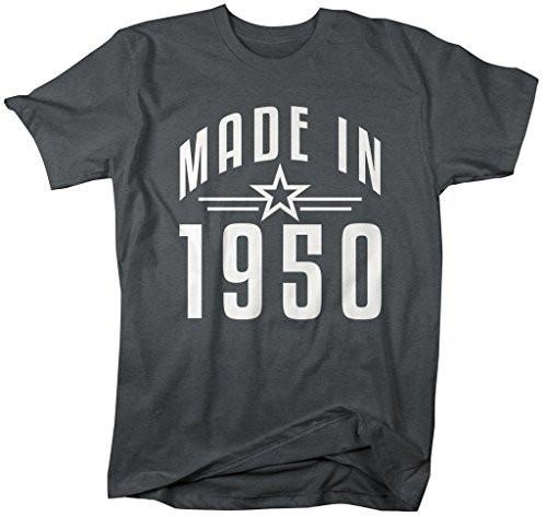 Shirts By Sarah Men's Made In 1950 Birthday T-Shirt Retro Star Custom Shirts-Shirts By Sarah