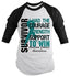 Shirts By Sarah Women's Ovarian Cancer Survivor Shirt 3/4 Sleeve Raglan Shirts Teal Ribbon-Shirts By Sarah