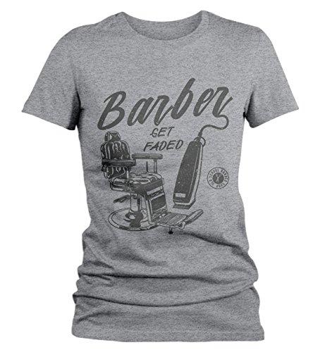 Women's Barber T-Shirt Get Faded Vintage Tee Chair Clippers Barbers Shirt-Shirts By Sarah