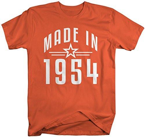 Shirts By Sarah Men's Made In 1954 Birthday T-Shirt Retro Star Custom Shirts-Shirts By Sarah