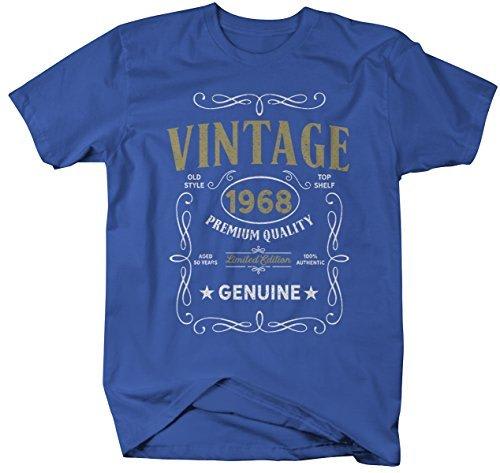 Shirts By Sarah Men's Vintage 1968 50th Birthday T-Shirt Classic Fifty Gift Idea-Shirts By Sarah