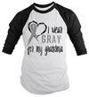 Shirts By Sarah Men's Wear Gray For Grandma 3/4 Sleeve Brain Cancer Asthma Diabetes Awareness Ribbon Shirt