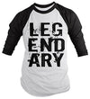 Shirts By Sarah Men's Workout Shirt Distressed Legendary 3/4 Sleeve Raglan Shirts