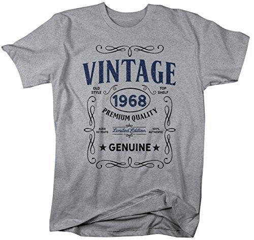 Shirts By Sarah Men's Vintage 1968 50th Birthday T-Shirt Classic Fifty Gift Idea-Shirts By Sarah
