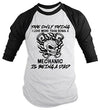 Shirts By Sarah Men's Mechanic T-Shirt Love Being A Dad Skull Piston 3/4 Sleeve Raglan Shirt