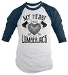 Men's Lumberjack T-Shirt My Heart Held by Tee Woodsman 3/4 Sleeve Raglan