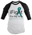 Shirts By Sarah Men's Ovarian Cancer Awareness Shirt 3/4 Sleeve iFight For My Wife-Shirts By Sarah