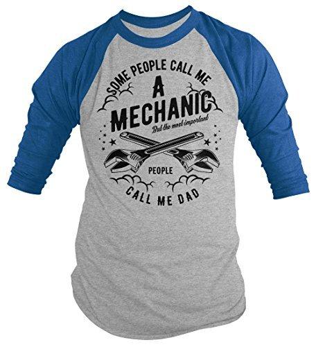 Shirts By Sarah Men's Mechanic Dad T-Shirt Important People Call Me 3/4 Sleeve Raglan-Shirts By Sarah