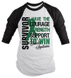 Shirts By Sarah Men's Tourette Syndrome Survivor Shirt 3/4 Sleeve Shirts Green Ribbon