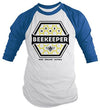 Shirts By Sarah Men's Beekeeper T-Shirt Honey Comb Shirt Pure Natural Organic 3/4 Sleeve Raglan