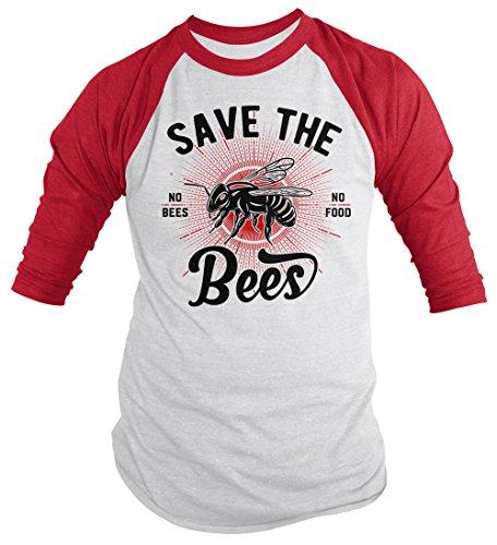Men's T-Shirt Save The Bees No Food Bee Keeper Gift 3/4 Sleeve Raglan-Shirts By Sarah
