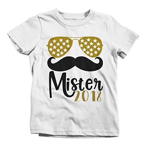 Shirts By Sarah Boy's Mr. 2018 New Years Shirt Hipster Glasses Shirt T-Shirt Mister-Shirts By Sarah