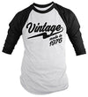 Shirts By Sarah Men's Vintage Made In 1976 Birthday Raglan Retro 3/4 Sleeve Shirts