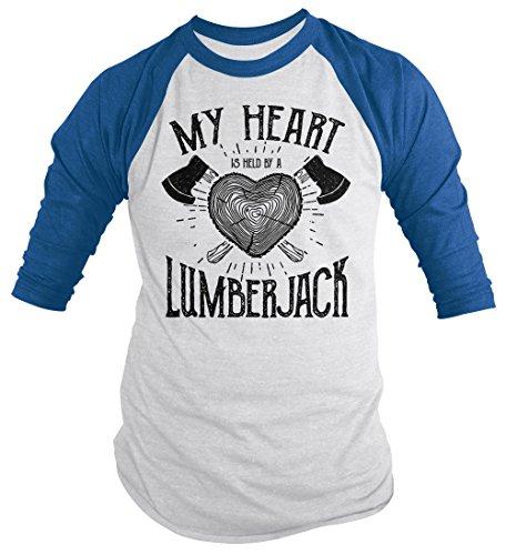 Men's Lumberjack T-Shirt My Heart Held by Tee Woodsman 3/4 Sleeve Raglan-Shirts By Sarah