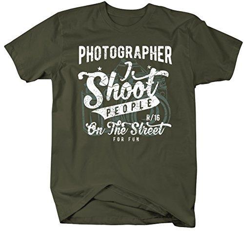Shirts By Sarah Men's Funny Photographer T-Shirt Shoot People For Fun Distressed Tee-Shirts By Sarah