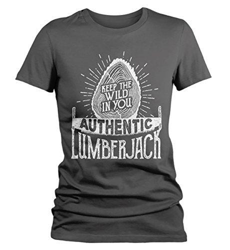 Shirts By Sarah Women's Lumberjack T-Shirt Keep Wild in You Logger Logging Tee Shirt-Shirts By Sarah