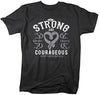 Shirts By Sarah Men's Strong & Courageous Diabetes Awareness T-Shirt Gray Ribbon