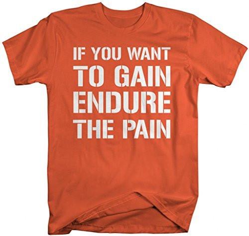 Shirts By Sarah Men's Motivational Workout T-Shirt Gain Endure Pain Gym Shirts-Shirts By Sarah