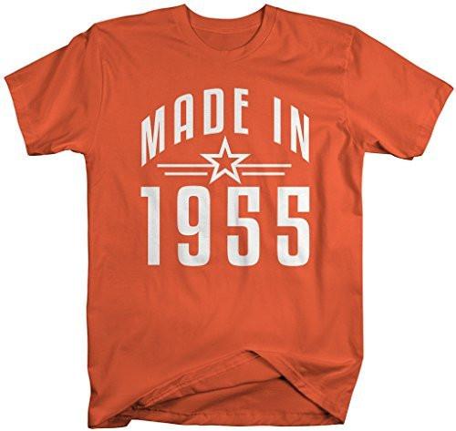 Shirts By Sarah Men's Made In 1955 Birthday T-Shirt Retro Star Custom Shirts-Shirts By Sarah