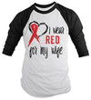 Shirts By Sarah Men's Red Ribbon Shirt Wear For Wife 3/4 Sleeve Raglan Awareness Shirts
