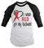 Shirts By Sarah Men's Red Ribbon Shirt Wear For Husband 3/4 Sleeve Raglan Awareness Shirts-Shirts By Sarah