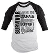 Shirts By Sarah Men's Diabetes Survivor Shirt 3/4 Sleeve Shirts Gray Ribbon Awareness