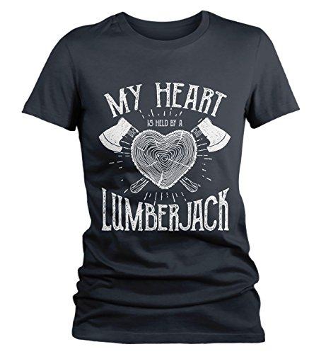 Women's Lumberjack T-Shirt My Heart Held by Tee Woodsman Shirt-Shirts By Sarah